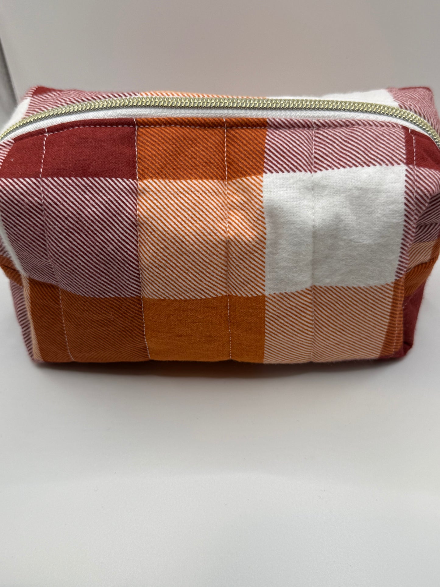 Orange Checkered MakeUp Bag