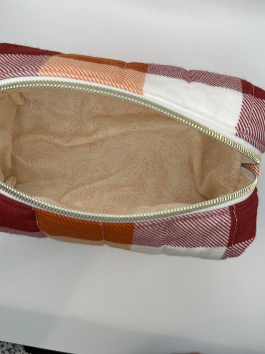 Orange Checkered MakeUp Bag