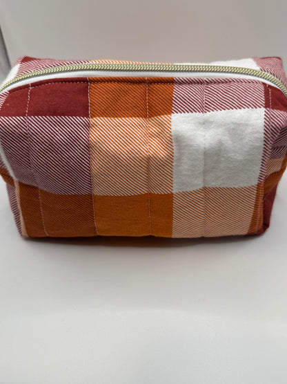 Orange Checkered MakeUp Bag