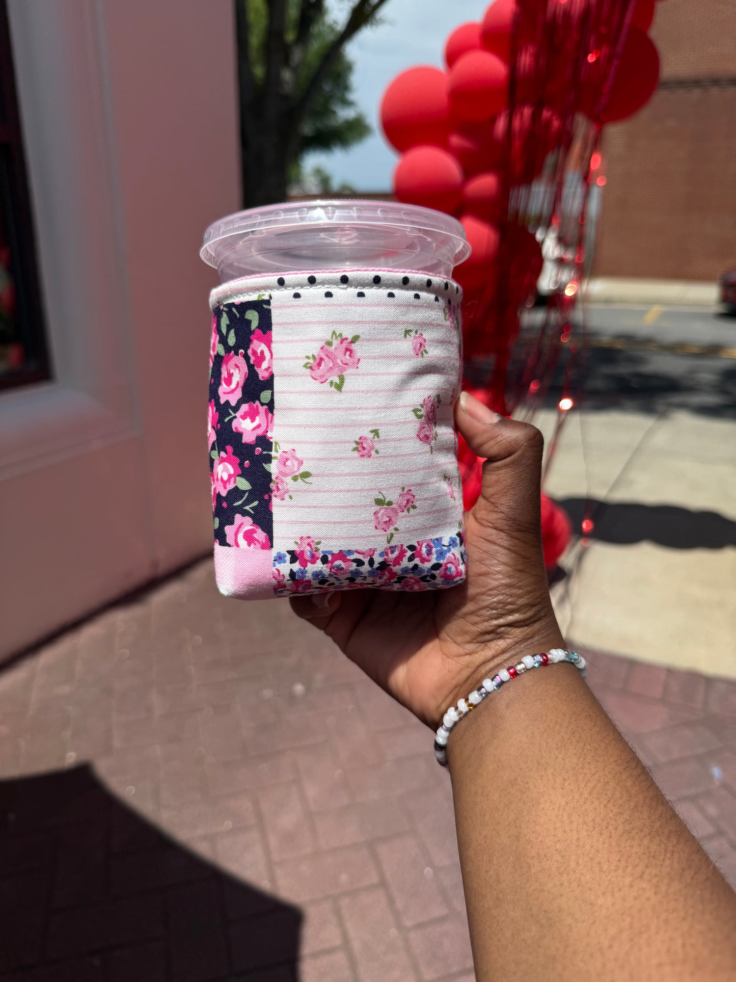 Pink Patches Cup Sleeve